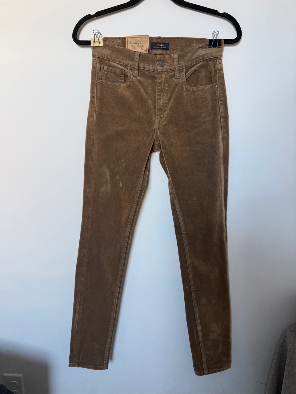 Ralph Lauren The Tompkins mid rise skinny velvet slim pants